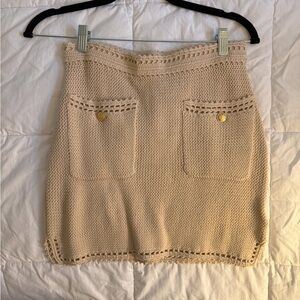 J. Crew Cream Knit Mini Skirt with Front Patch Pockets